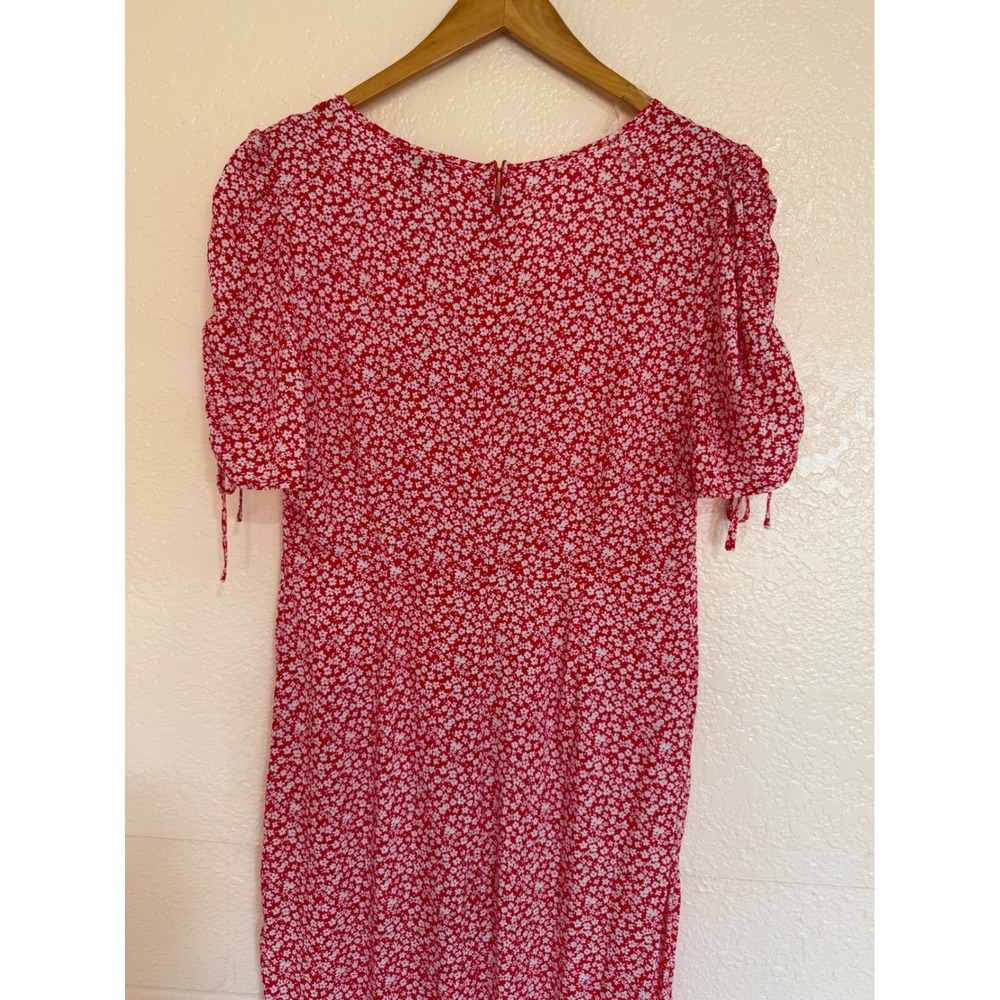 Fashion Nova Clarissa Floral Midi Dress Womens L Red White Ruched Mermaid Summer - Picture 10 of 13